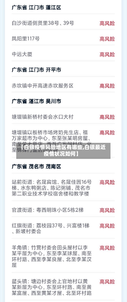 【白银疫情风险地区有哪些,白银最近疫情状况如何】-第1张图片