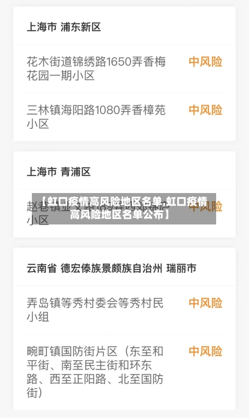 【虹口疫情高风险地区名单,虹口疫情高风险地区名单公布】-第1张图片
