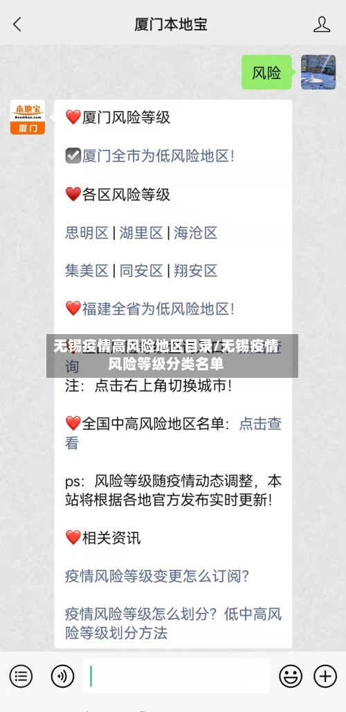 无锡疫情高风险地区目录/无锡疫情风险等级分类名单-第1张图片